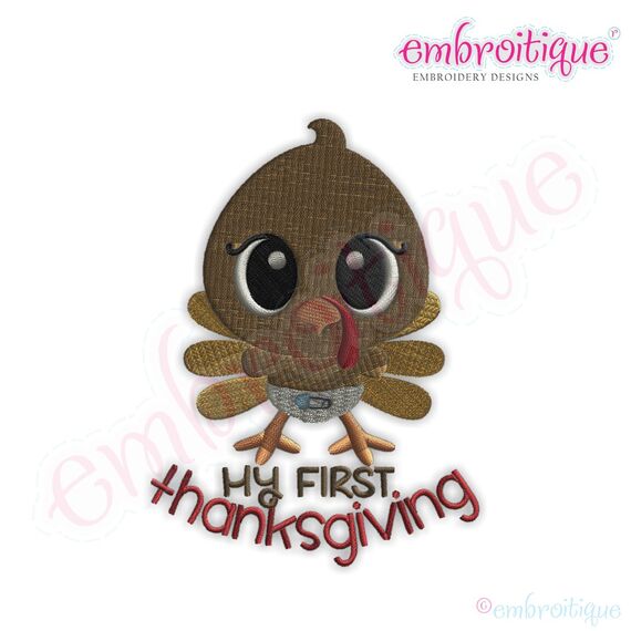 My First Thanksgiving Turkey Fill Stitch Embroidery Design
