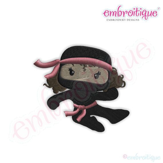 Ninja for Girls High Kick Embroidery Design