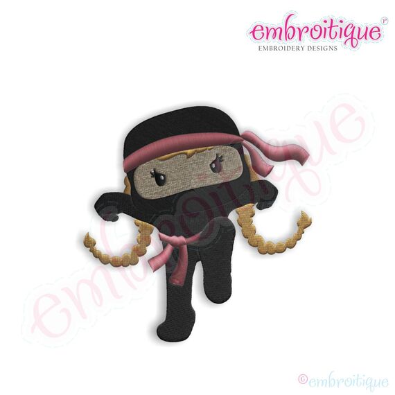 Ninja for Girls Karate Kid Embroidery Design