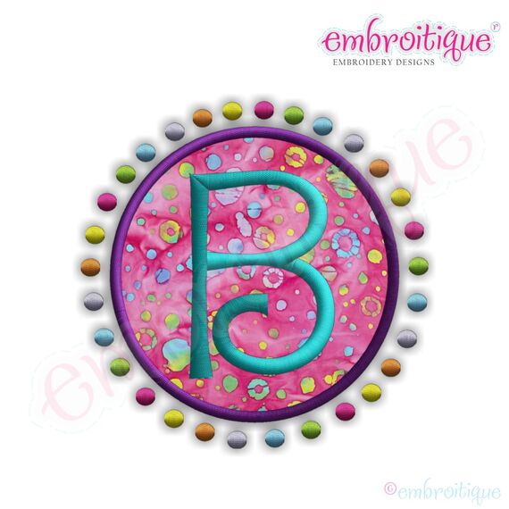 Rainbow Dots Applique Font Frame