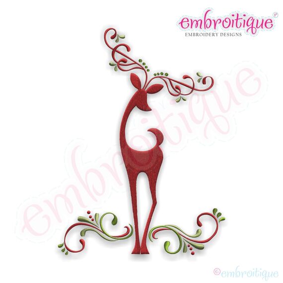 Reindeer Elegant Classy Swirls Embroidery Design