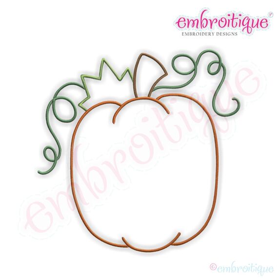 Round Pumpkin with Curly Vines Embroidery Design