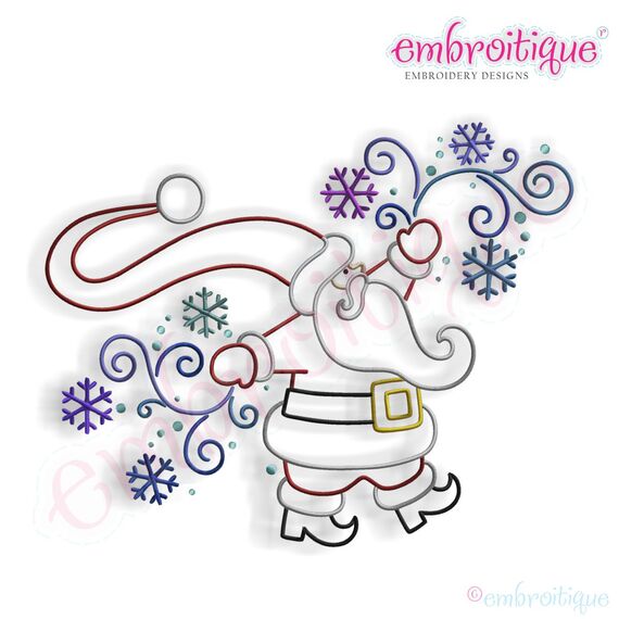 Santa with Swirls and Snowflakes Embroidery Design