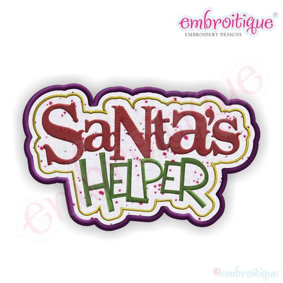 Santa's Helper Christmas Applique - Satin Stitch and Raw Edge Included
