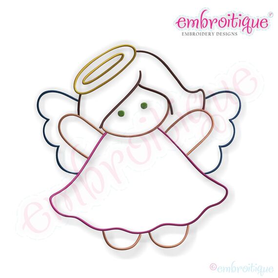 Simple Christmas Angel Embroidery Design - Large