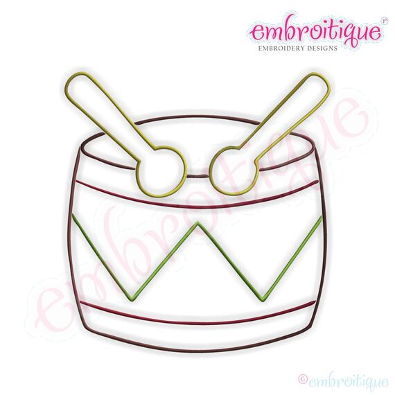 Simple Christmas Drum Embroidery Design - Large