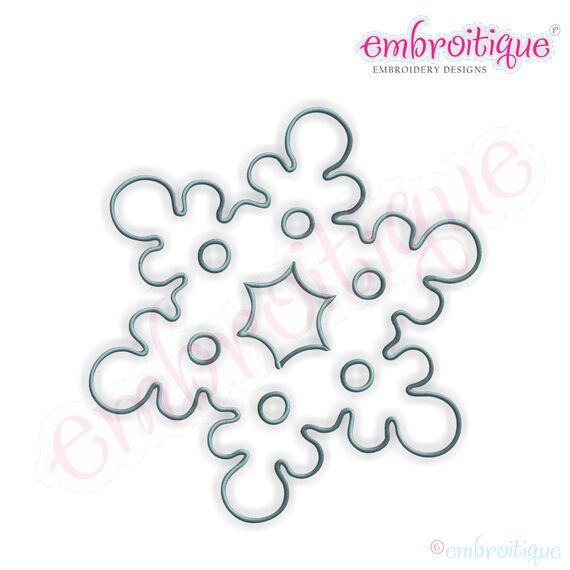 Simple Christmas Snowflake Outline Embroidery Design - Small