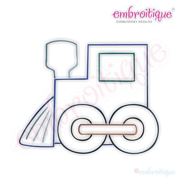 Simple Christmas Train Embroidery Design - Small