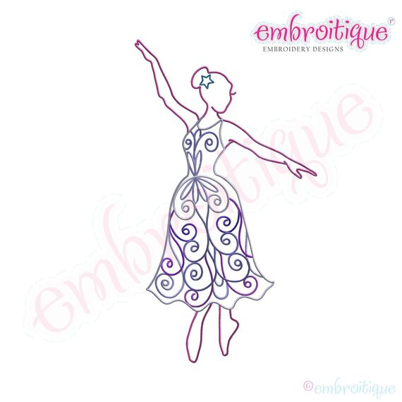 Swirly Twirly Ballet Dancer Embroidery Design