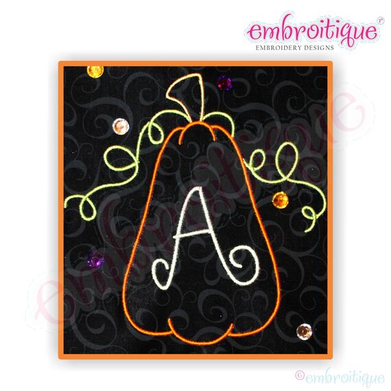 Tall Pumpkin with Curly Vines Monogram Font Set
