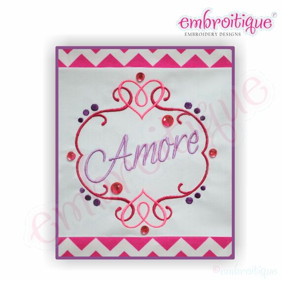 Amore Flourished Heart Font Frame - Small