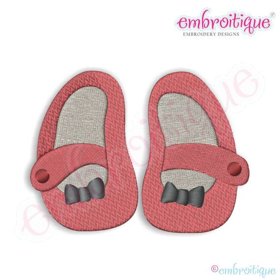 Baby Girl Shoes Filled Embroidery Design