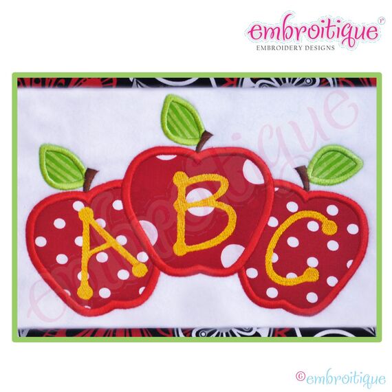 Back to School 3 Apple Monogram Frame and Single Applique