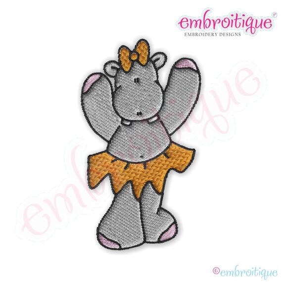 Ballet Hippos 7 Embroidery Design