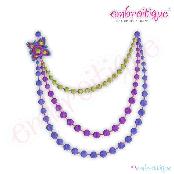Beaded Necklace with Floral Broach Embroidery Design
