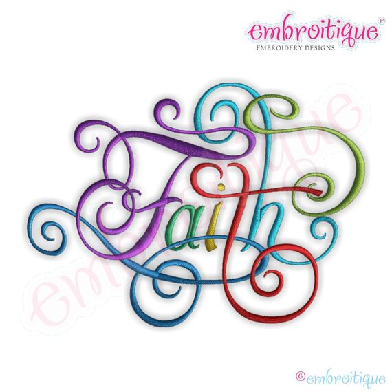Faith Calligraphy Script Embroidery Design - Large, 2 image