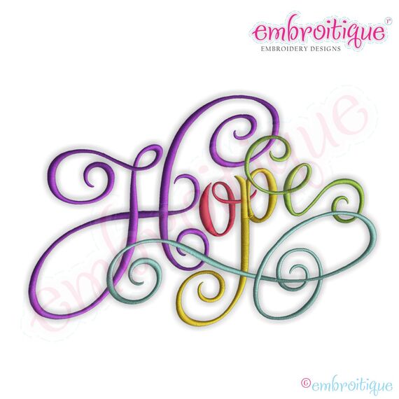 Hope Calligraphy Script Embroidery Design - Large, 2 image