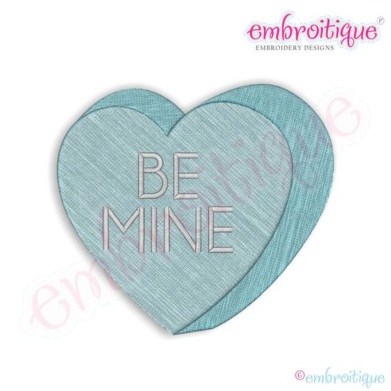 Candy Heart Be Mine Filled Embroidery Design