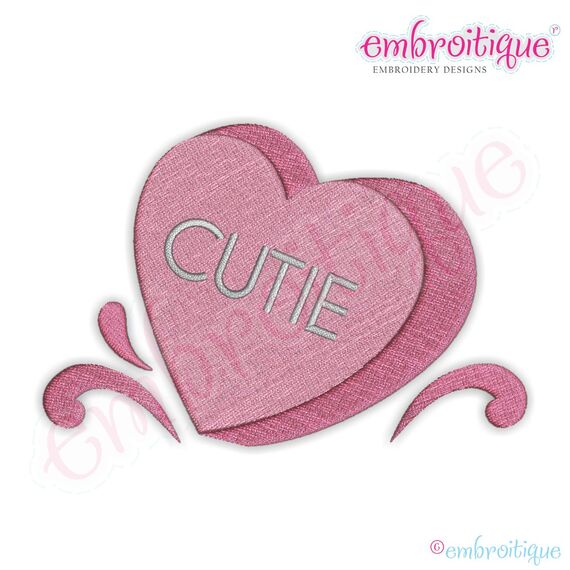 Candy Heart Cutie Filled Embroidery Design
