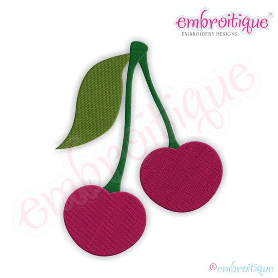 Cherries Filled Embroidery Design - Large