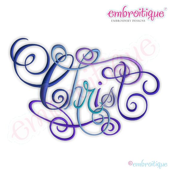 Christ Calligraphy Script Embroidery Design - Large