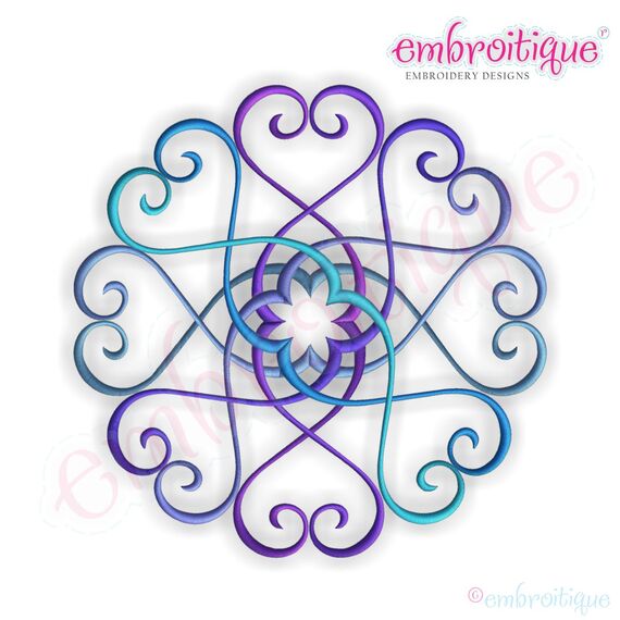 Circle Heart Flourish Embroidery Design