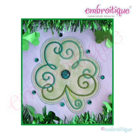 Curly Clover Shamrock Applique - Small