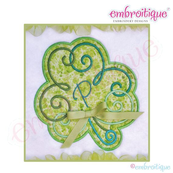 Curly Clover Shamrock Applique - Large