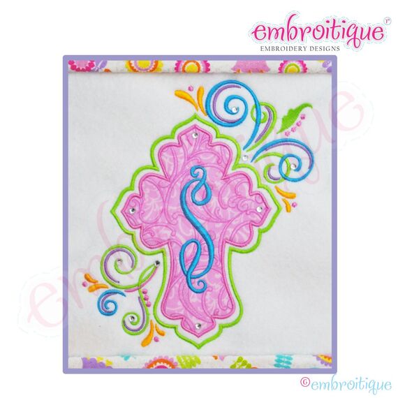 Curly Cross Applique - Small