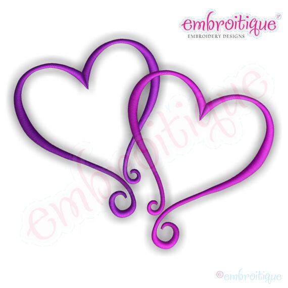 Curly Heart Double Embroidery Design