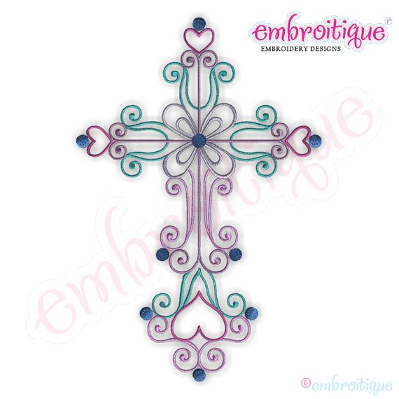 Curly Iron Cross Embroidery Design