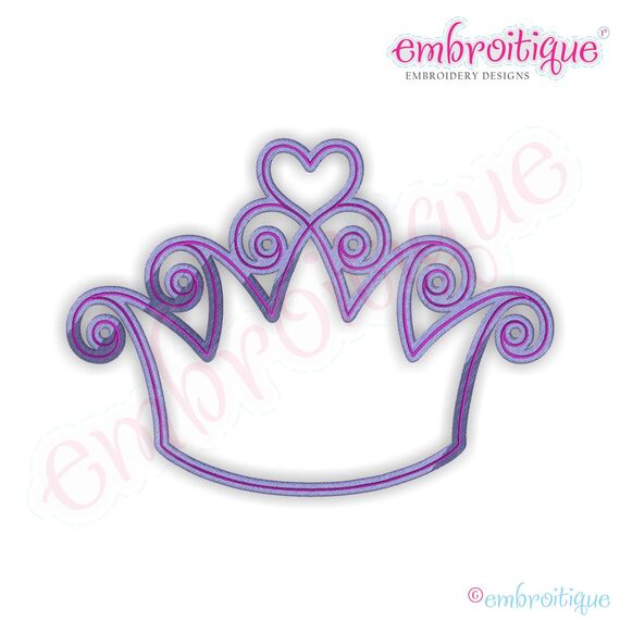 Curly Princess Crown Embroidery Design, 2 image