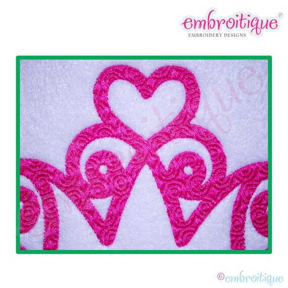 Curly Princess Crown Embroidery Design, 3 image