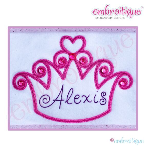 Curly Princess Crown Embroidery Design
