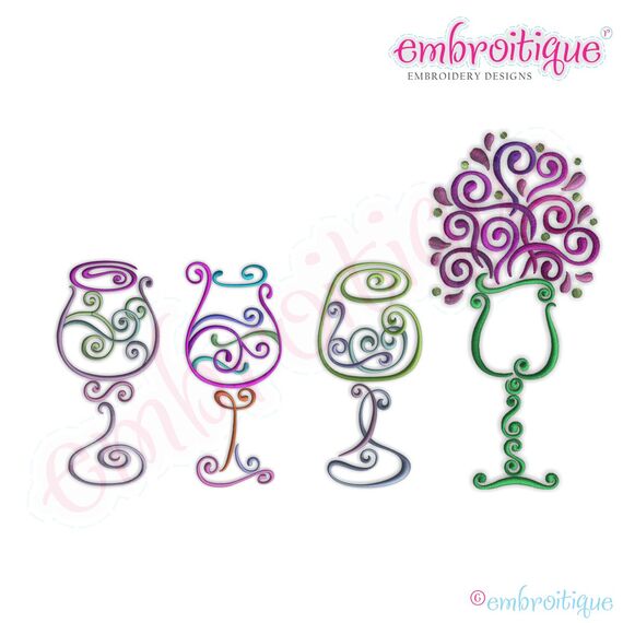 Curly Wine Glass 1-4 Set