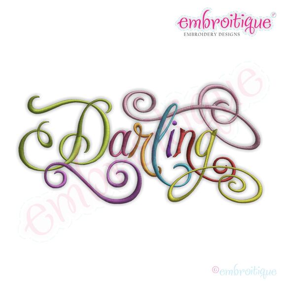Darling Calligraphy Script Embroidery Design