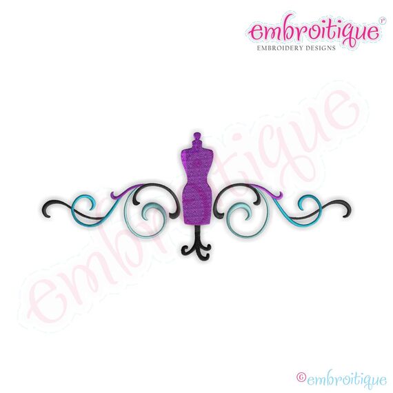 Flourish Border with Dress Form Embroidery Design