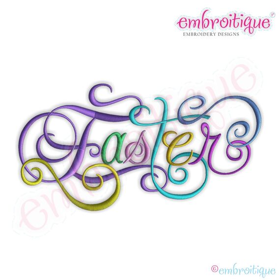 Easter Calligraphy Script Embroidery Design - Small