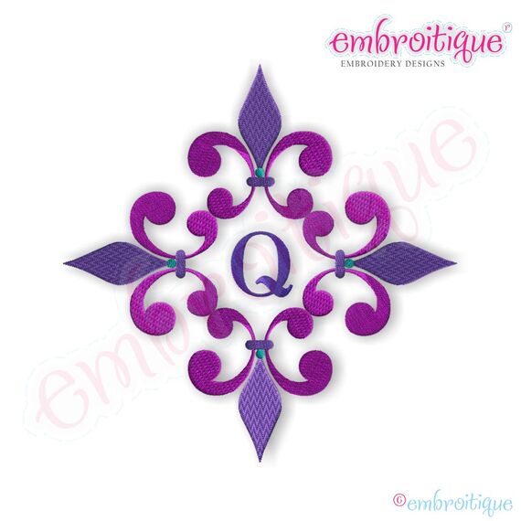 Fleur de Lis Framed Monogram - 4 & 5 inch