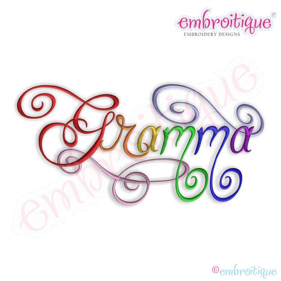 Gramma Calligraphy Script Embroidery Design