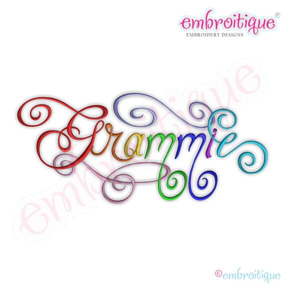 Grammie Calligraphy Script Embroidery Design