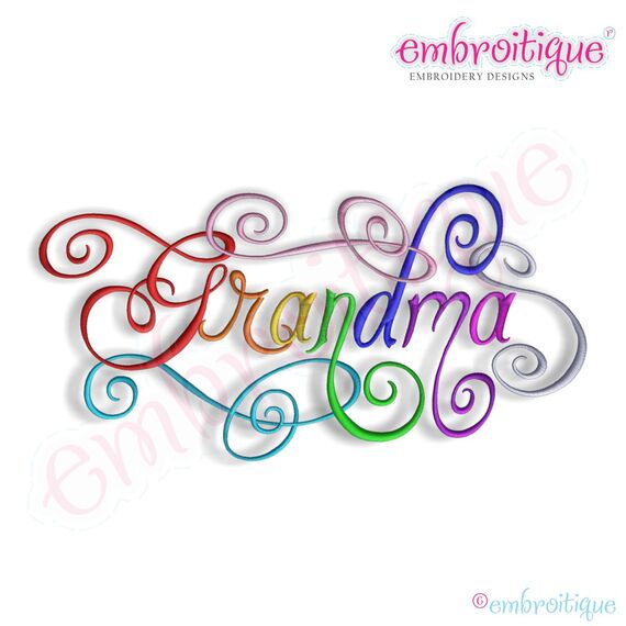Grandma Calligraphy Script Embroidery Design