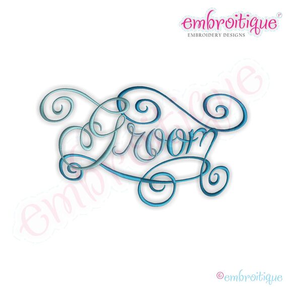 Groom Calligraphy Script Embroidery Design