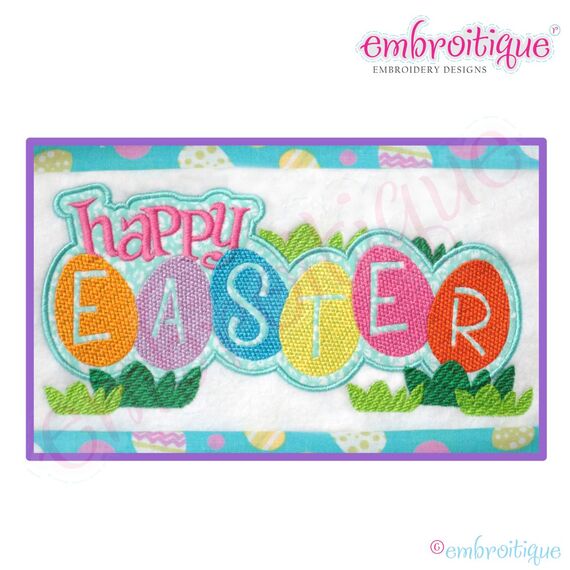 Happy Easter with Eggs Applique