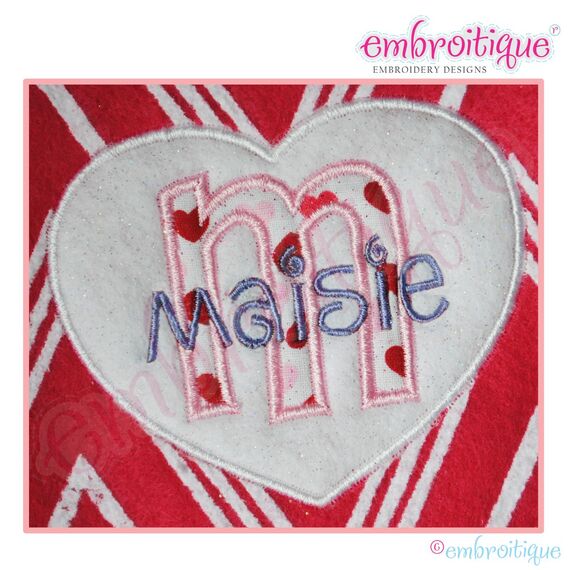 Heart Applique with Initials a-z