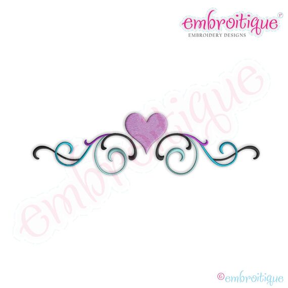Flourish Border with Heart Embroidery Design