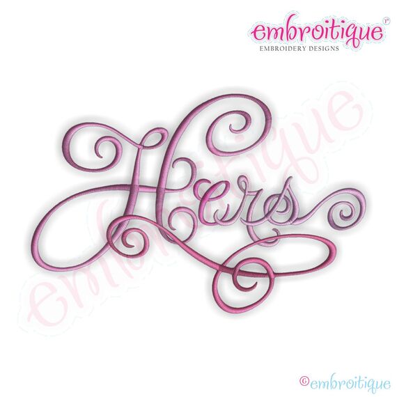 Hers Calligraphy Script Embroidery Design
