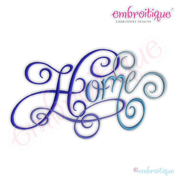 Home Calligraphy Script Embroidery Design - Large