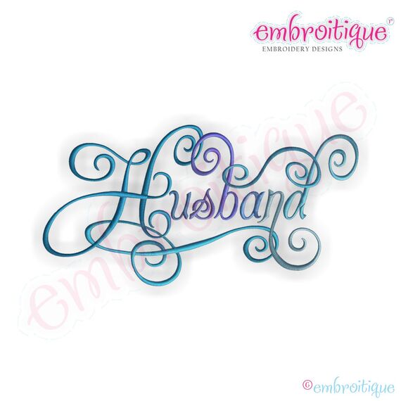 Husband Calligraphy Script Embroidery Design