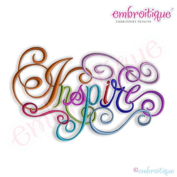 Inspire Calligraphy Script Embroidery Design - Small